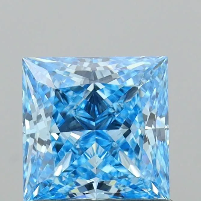 1.09ct PRINCESS Fancy Vivid Blue VVS2 Coloured Lab diamond