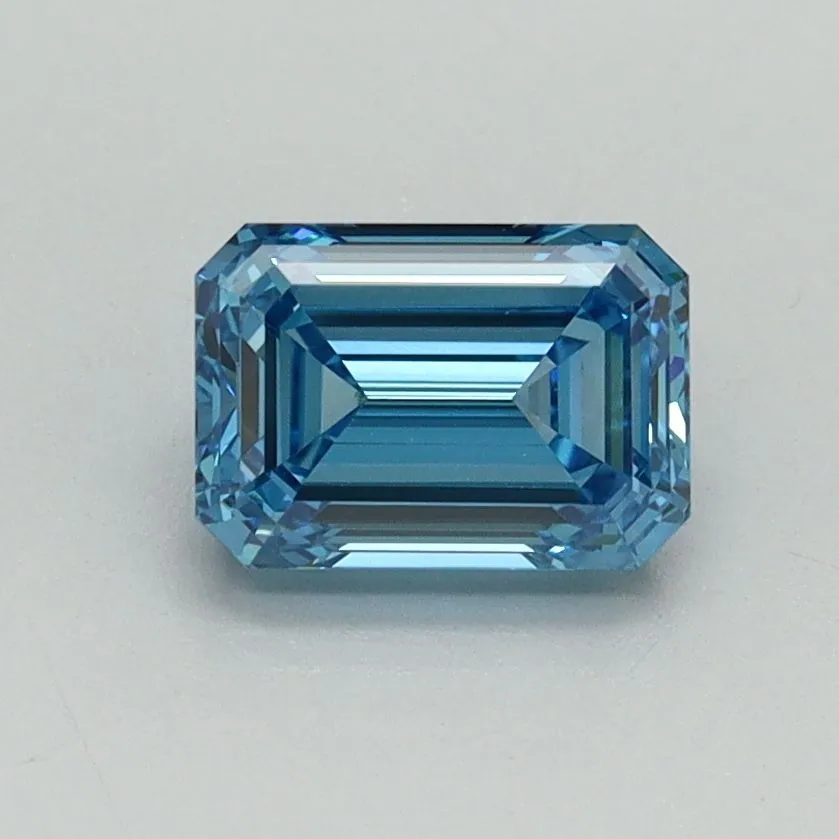 1.02ct EMERALD Fancy Vivid Blue VVS2 Coloured Lab diamond