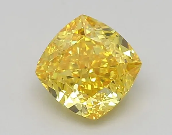 1.25ct CUSHION Fancy Vivid Yellow VVS1 Coloured Lab diamond