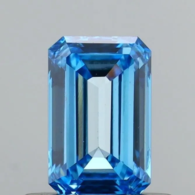 0.55ct EMERALD Fancy Vivid Blue VVS2 Coloured Lab diamond