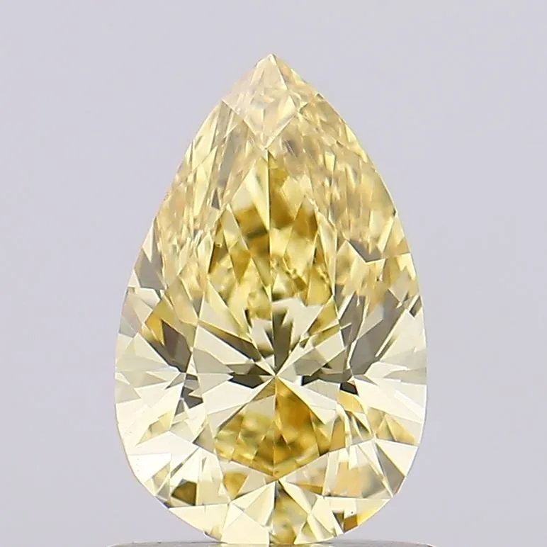 0.85ct PEAR Fancy Intense Yellow VVS2 Coloured Lab diamond