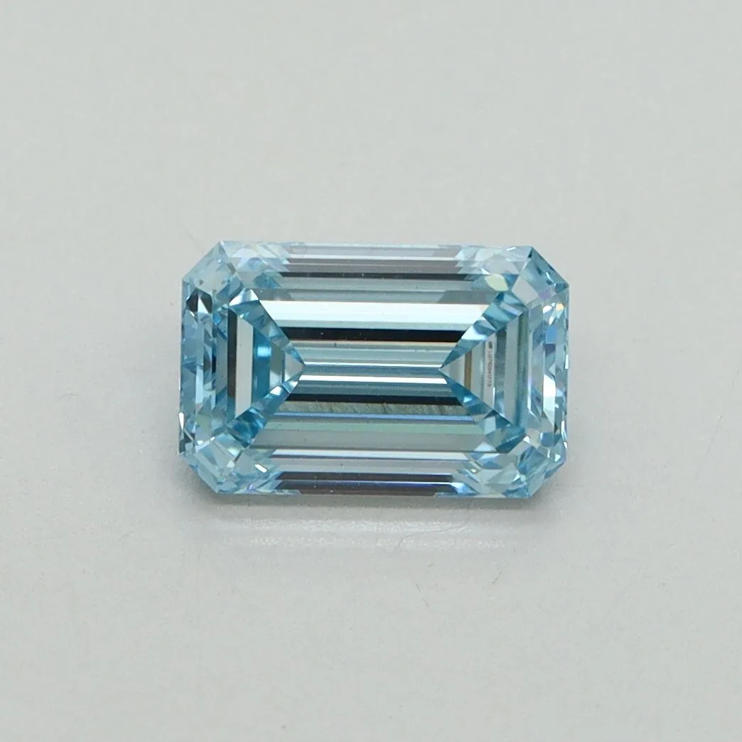 1.08ct EMERALD Fancy Vivid Blue VS1 Coloured Lab diamond