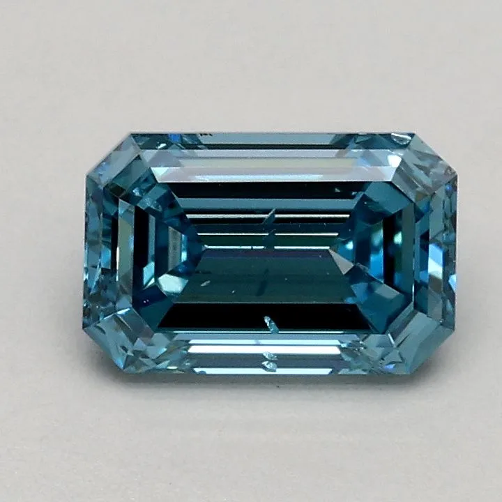 0.76ct EMERALD Fancy Intense Blue SI1 Coloured Lab diamond