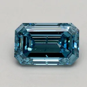 0.76ct EMERALD Fancy Intense Blue SI1 Coloured Lab diamond