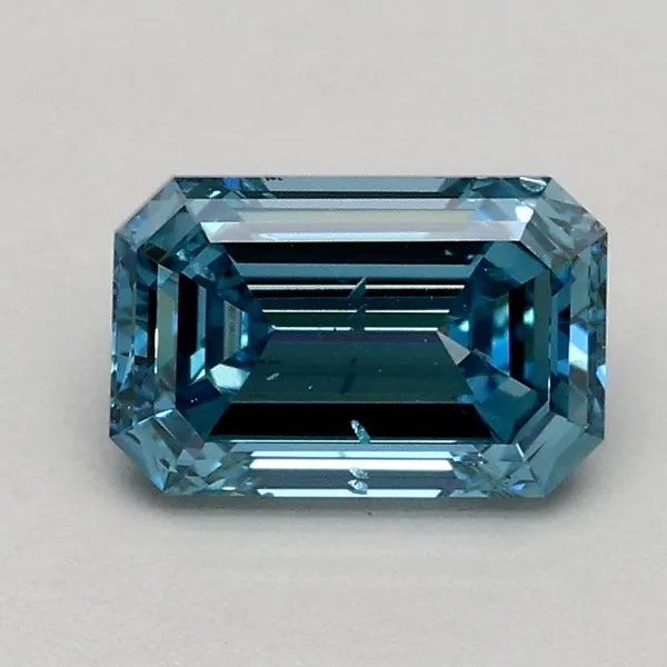 0.76ct EMERALD Fancy Intense Blue SI1 Coloured Lab diamond