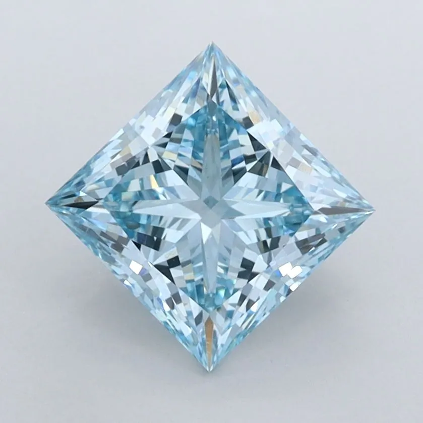 1.51ct PRINCESS Fancy Vivid Blue VVS2 Coloured Lab diamond