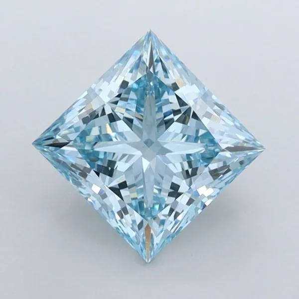 1.51ct PRINCESS Fancy Vivid Blue VVS2 Coloured Lab diamond