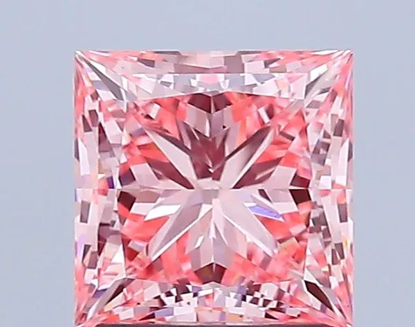 2.05ct PRINCESS Fancy Vivid Pink VS2 Coloured Lab diamond