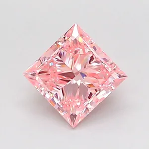 0.99ct PRINCESS Fancy Intense Pink VS1 Coloured Lab diamond