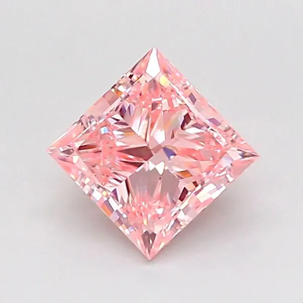 0.99ct PRINCESS Fancy Intense Pink VS1 Coloured Lab diamond