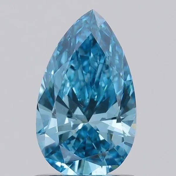 0.83ct PEAR Fancy Vivid Blue VS2 Coloured Lab diamond