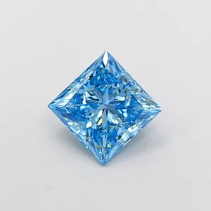 1.01ct PRINCESS Fancy Vivid Blue VS2 Coloured Lab diamond