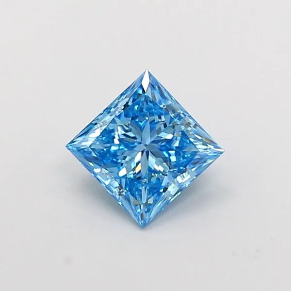 1.01ct PRINCESS Fancy Vivid Blue VS2 Coloured Lab diamond