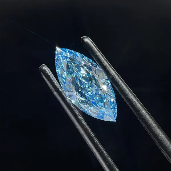 1.19ct MARQUISE Fancy Vivid Blue VS1 Coloured Lab diamond