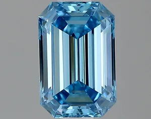 0.79ct EMERALD Fancy Vivid Blue VS1 Coloured Lab diamond