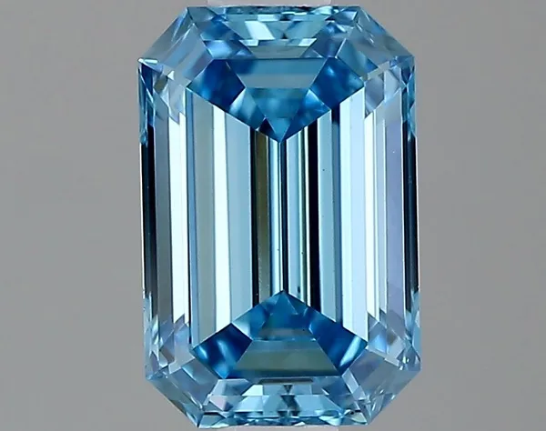0.79ct EMERALD Fancy Vivid Blue VS1 Coloured Lab diamond
