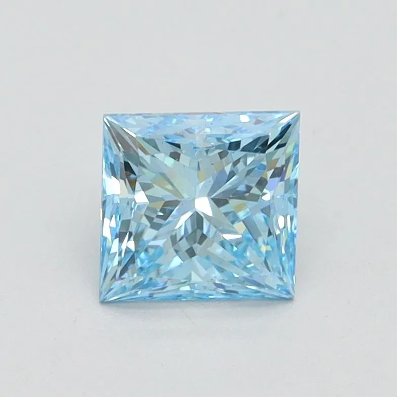 0.90ct PRINCESS Fancy Vivid Blue VS2 Coloured Lab diamond