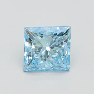 0.9ct PRINCESS Fancy Vivid Blue VS2 Coloured Lab diamond