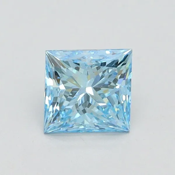 0.9ct PRINCESS Fancy Vivid Blue VS2 Coloured Lab diamond
