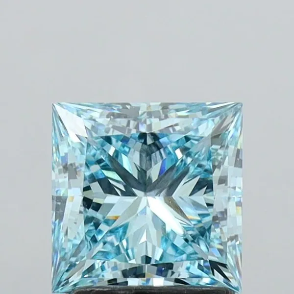 1.86ct PRINCESS Fancy Intense Blue VVS2 Coloured Lab diamond