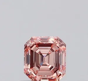0.7ct EMERALD Fancy Intense Orange Pink SI1 Coloured Lab diamond