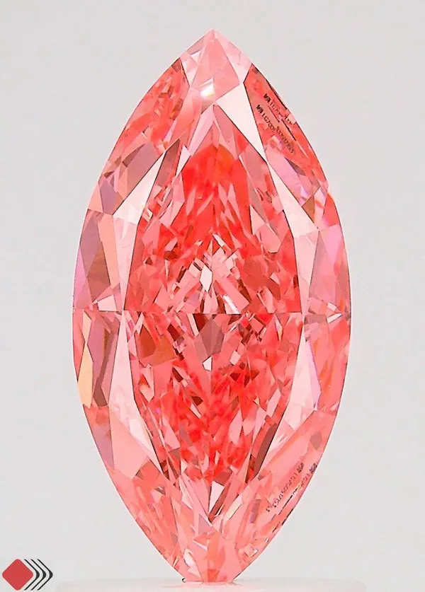 1.69ct MARQUISE Fancy Vivid Pink VVS2 Coloured Lab diamond
