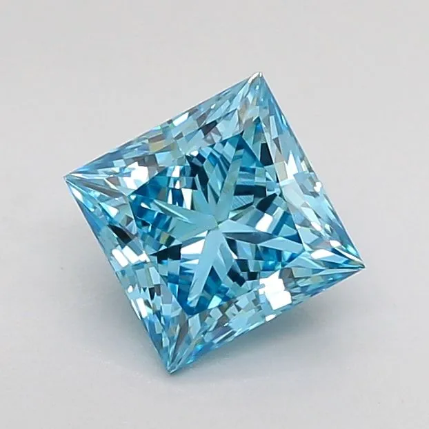 1.01ct PRINCESS Fancy Vivid Blue VVS2 Coloured Lab diamond