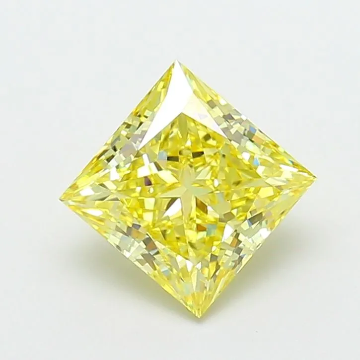 3.04ct PRINCESS Fancy Intense Yellow VS1 Coloured Lab diamond