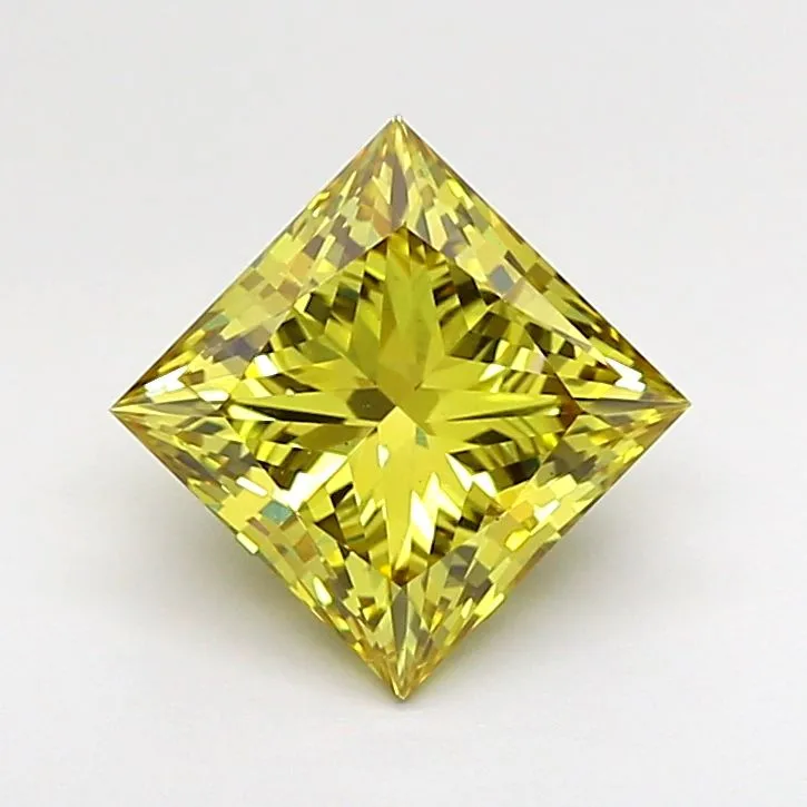 1.53ct PRINCESS Fancy Intense Yellow VS2 Coloured Lab diamond