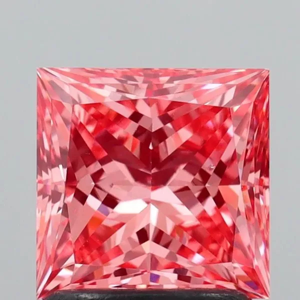 1.51ct PRINCESS Fancy Vivid Pink VS2 Coloured Lab diamond