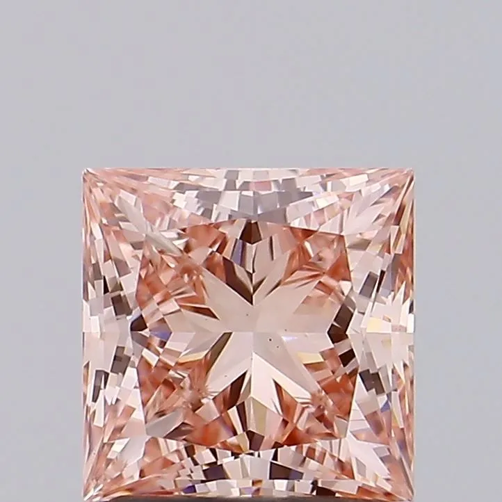 1.86ct PRINCESS Fancy Intense Brownish Pink VS1 Coloured Lab diamond