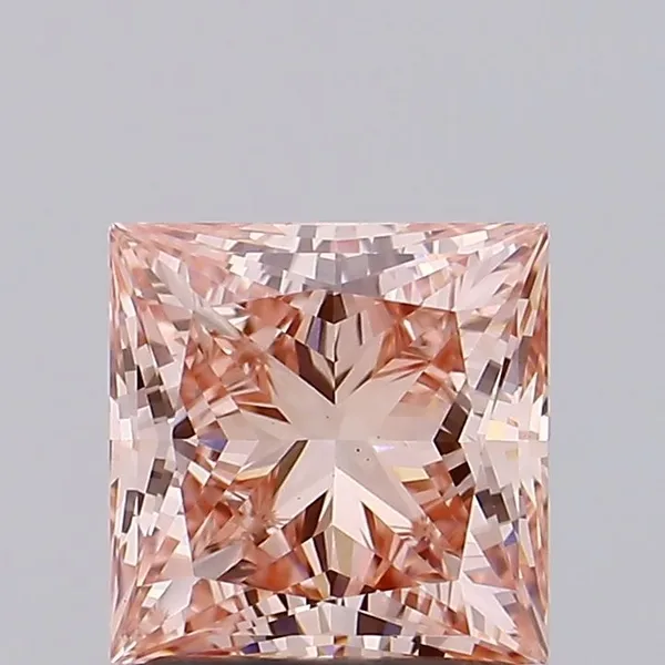 1.86ct PRINCESS Fancy Intense Brownish Pink VS1 Coloured Lab diamond