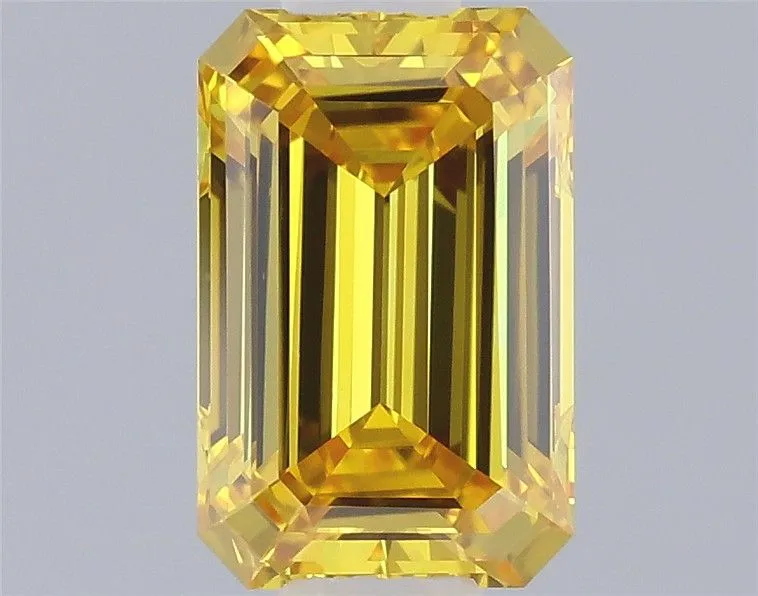 0.65ct EMERALD Fancy Vivid Yellow VVS1 Coloured Lab diamond