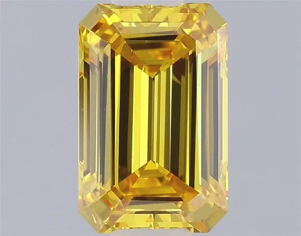 0.65ct EMERALD Fancy Vivid Yellow VVS1 Coloured Lab diamond