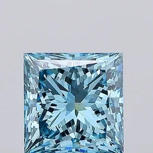 4.16ct PRINCESS Fancy Vivid Blue VS1 Coloured Lab diamond