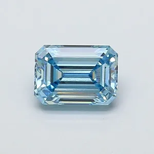 1.01ct EMERALD Fancy Vivid Blue VVS2 Coloured Lab diamond