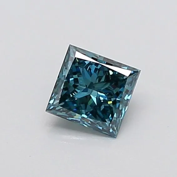 0.9ct PRINCESS Fancy Vivid Green Blue SI1 Coloured Lab diamond