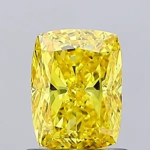 1ct CUSHION Fancy Vivid Yellow VS1 Coloured Lab diamond