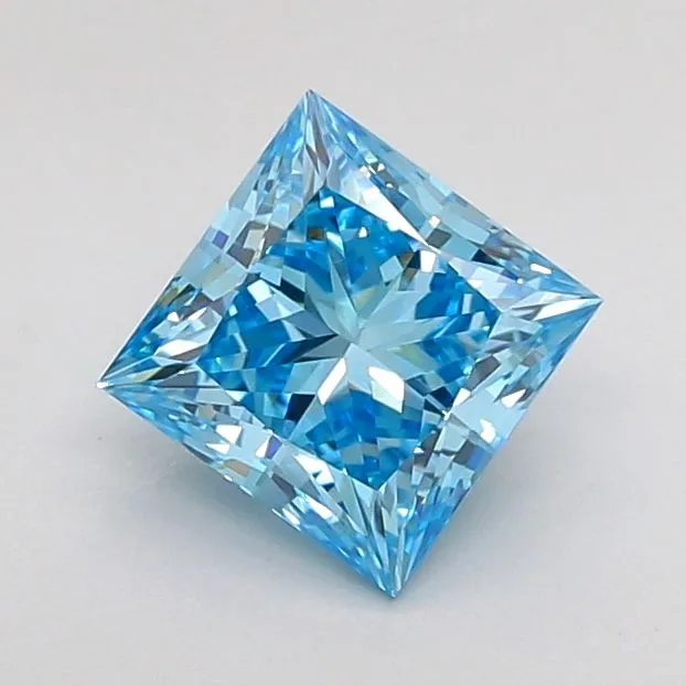 1.09ct PRINCESS Fancy Vivid Blue VVS2 Coloured Lab diamond