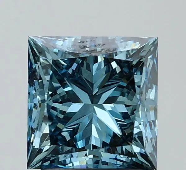 2.58ct PRINCESS Fancy Vivid Blue VS1 Coloured Lab diamond