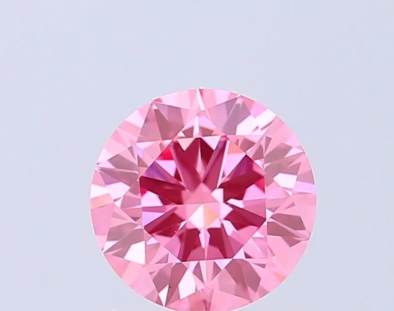 0.93ct ROUND Fancy Vivid Pink VS1 Coloured Lab diamond