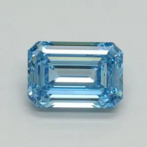 0.7ct EMERALD Fancy Vivid Blue VVS2 Coloured Lab diamond