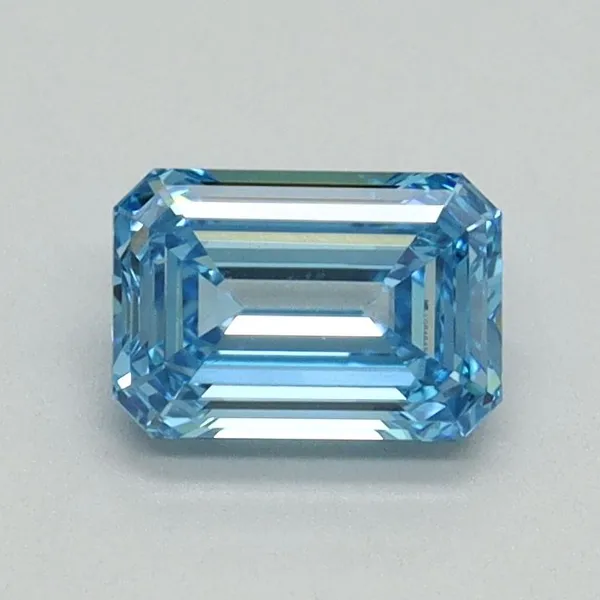 0.7ct EMERALD Fancy Vivid Blue VVS2 Coloured Lab diamond