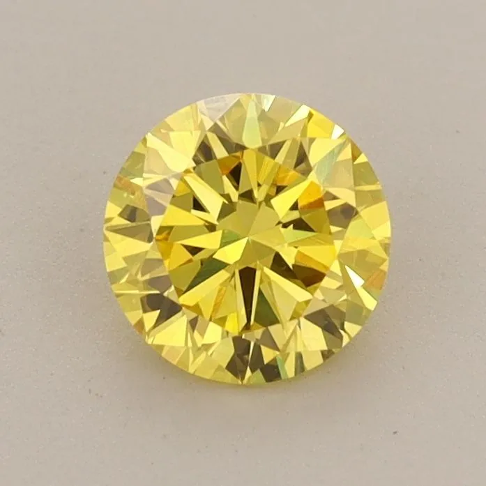 0.72ct ROUND Fancy Vivid Yellow VVS2 Coloured Lab diamond