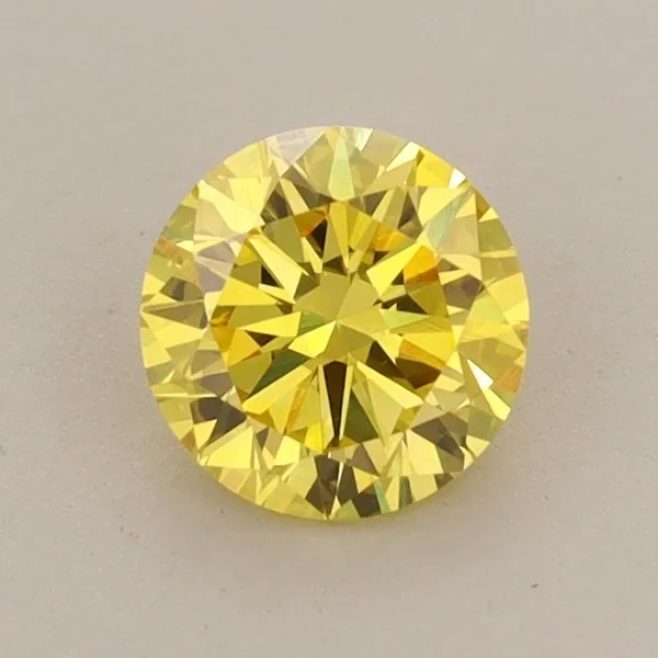 0.72ct ROUND Fancy Vivid Yellow VVS2 Coloured Lab diamond