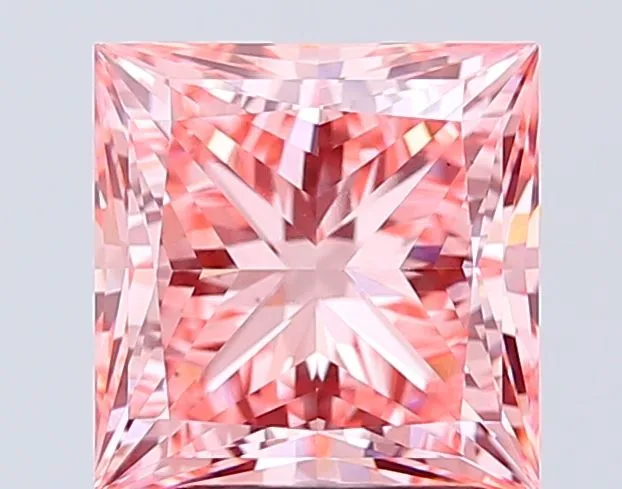 3.64ct PRINCESS Fancy Vivid Pink VS1 Coloured Lab diamond