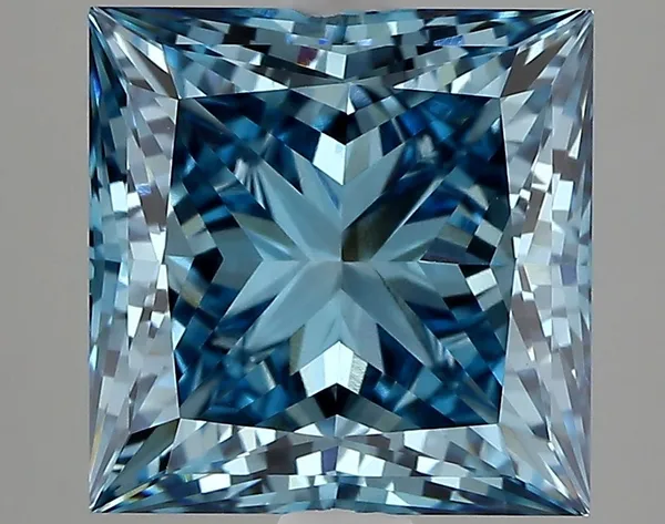 4.47ct PRINCESS Fancy Vivid Blue VS1 Coloured Lab diamond