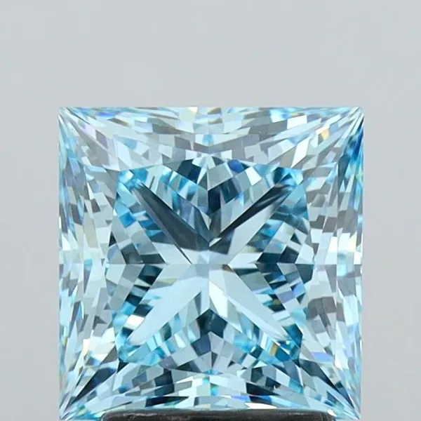 2.88ct PRINCESS Fancy Vivid Blue VVS2 Coloured Lab diamond