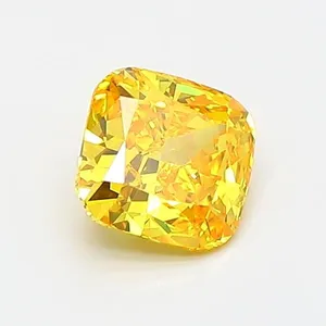 0.7ct CUSHION Fancy Vivid Yellow VVS2 Coloured Lab diamond