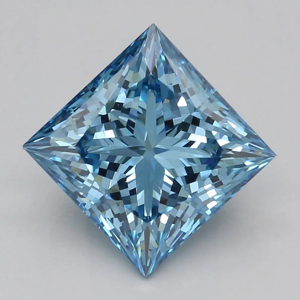 1.91ct PRINCESS Fancy Vivid Blue VVS2 Coloured Lab diamond